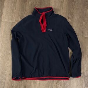 Patagonia Navy and Red Snap Fleece